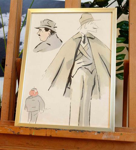 3 scheten - man in cape en homburg hoeden en grijze man